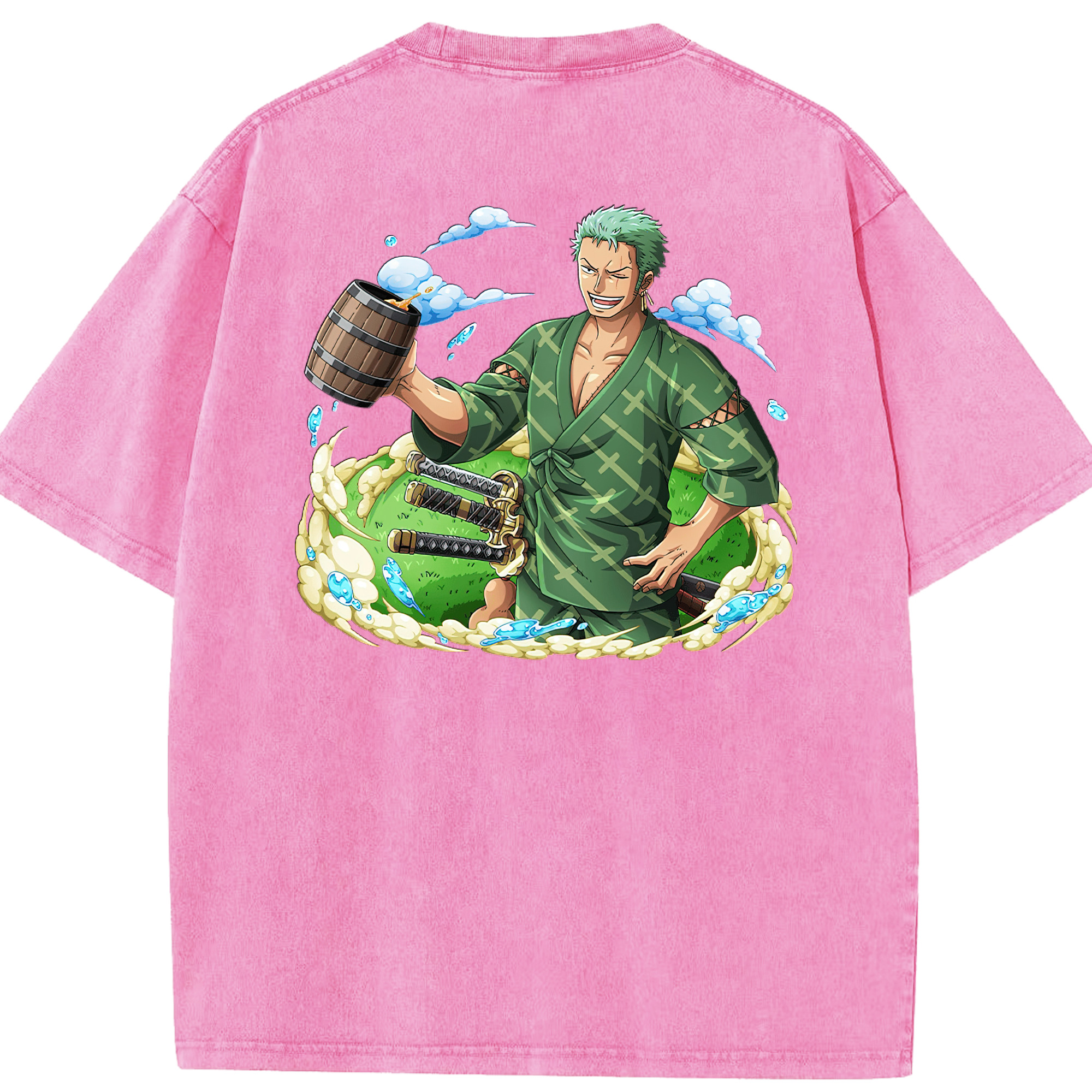 ワンピース ロロノア・ゾロ ONE PIECE Roronoa Zoro 綿100% ヴィンテージ風 半袖Tシャツ（背面プリント）